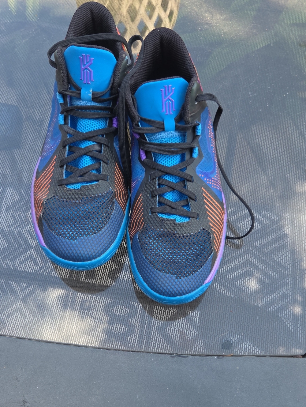 Kyrie Athletic Basketball Shoes in Blue with Purple & Orange Accents